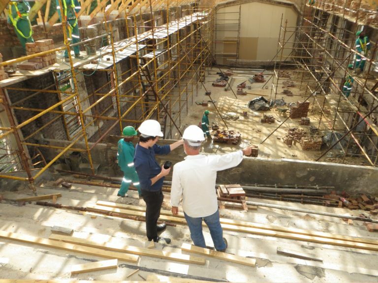 a group of people in a construction site