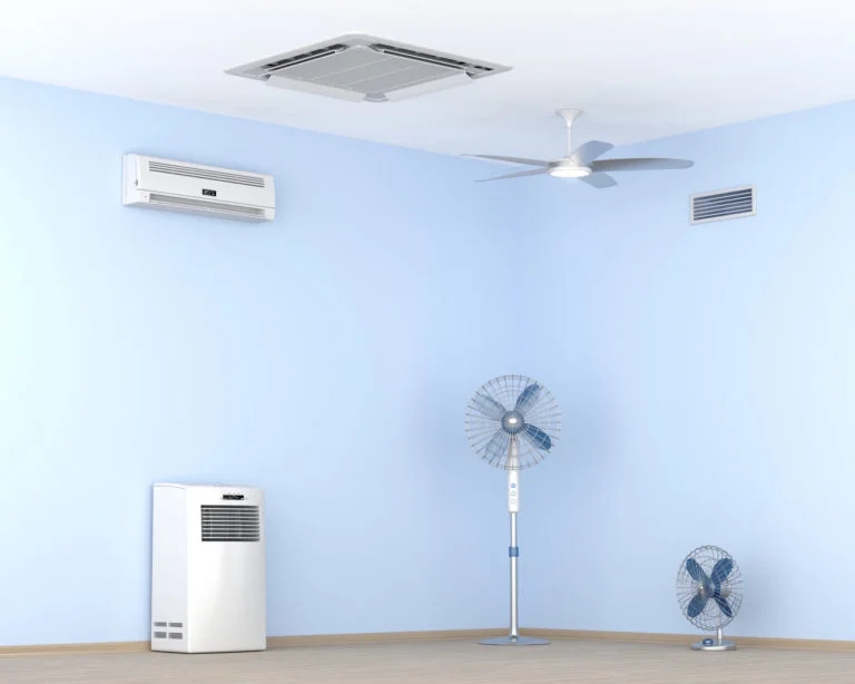 a white wall with a fan and a fan